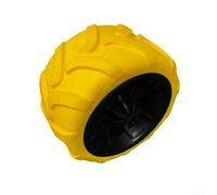 Rueda de PU sólida de 7 x 4 pulgadas para carritos de camping Carros de playa y jardín Tipo plegable Fuerte resistencia a factores ambientales (negro amarillo)