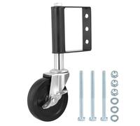 Rueda de Puerta con Resorte, Rueda de Compuerta de Goma con Freno, Rueda Giratoria con Muelle, Ruedas con Resorte para Portón de Madera Valla de Jardín, Capacidad de Carga de 100 KG, 4 Pulgadas, Negro