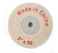 Rueda de pulido de tela de 3 pulgadas/para joyería de metal, vidrio, cerámica, almohadilla de molinillo de algodón de 76 mm con borde de cuero para pulido final/blanco