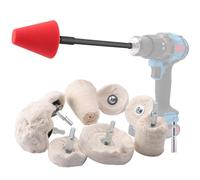 Rueda de pulido para taladro, 8Pcs Juego hobby de pulido para metales, Cono/Cilindro/Seta/Forma T 1/4 Pulgadas Blanca para Coche, Aluminio, Cromo, Joya, Porcelana, Acero Inoxidable, Madera -PMMIX001