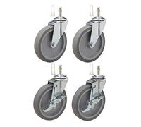 Rueda de repuesto de 4 pulgadas para carro Rubbermaid | Juego de 4 con frenos | Compatible con Series 4000, 3355-88, 3424-88