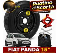 Rueda de repuesto galleta 15" Fiat Panda 4 Agujeros Con Gato + Llave & Funda