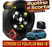 Rueda De Repuesto Galleta 16" Citroen C3 You Plus Max Negra Con Gato Y Funda