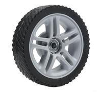 Rueda de repuesto para cortadora de césped delantera y trasera, rueda de plástico negro con acción de rodamiento suave para cuidado de jardín de 17 cm o 20 cm (rueda delantera de 17 cm)