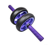 Rueda de rodillo doble para abdominales, diseño antirretorno para ejercicio abdominal, fuerza silenciosa, 17 x 17 cm (morado + morado)