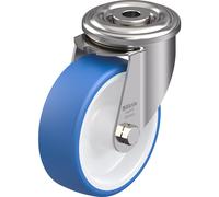 Rueda de TPU, carcasa de acero inoxidable con agujero dorsal Blickle, Ø x anchura de rueda 100 x 35 mm