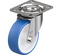 Rueda de TPU, carcasa de acero inoxidable con placa Blickle, Ø x anchura de rueda 100 x 35 mm