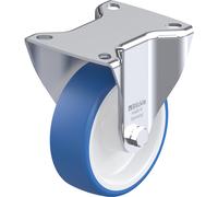 Rueda de TPU, carcasa de acero inoxidable con placa Blickle, Ø x anchura de rueda 100 x 35 mm