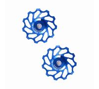 Rueda de Trasero de Aleación de Cerámica para Bicicleta, Juego de Polea de Rodamiento Anodizado Duradero para Velocidad 7/8/9/10, Rojo Plateado, 2 Piezas (11T)