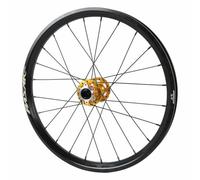 Rueda Delantera De Bicicleta Plegable 20pulgadas Freno De Disco 712g Ruedas De Eje Pasante De 100×12/15mm Llantas De Doble Pared De 24 Orificios, 2 Rodamientos Sellados(Black Gold,F 15 * 100)
