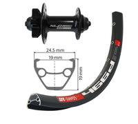 Rueda delantera eje de llanta de 6 agujeros XLC DT Swiss 27.5x100 mm 27,5" x 100 mm