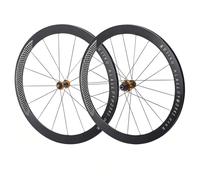 Rueda Delantera Y Trasera De Bicicleta De Carretera 700C Juego De Ruedas con Freno De C/V Llantas De 30/40/50mm 100/130mm QR, Rodamiento Sellado Casete HG De 7-12 Velocidades(Gold Hub,40mm)