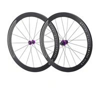 Rueda Delantera Y Trasera De Bicicleta De Carretera 700C Juego De Ruedas con Freno De C/V Llantas De 30/40/50mm 100/130mm QR, Rodamiento Sellado Casete HG De 7-12 Velocidades(Purple Hub,50mm)