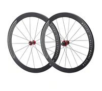 Rueda Delantera Y Trasera De Bicicleta De Carretera 700C Juego De Ruedas con Freno De C/V Llantas De 30/40/50mm 100/130mm QR, Rodamiento Sellado Casete HG De 7-12 Velocidades(Red Hub,30mm)