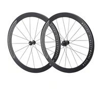 Rueda Delantera Y Trasera De Bicicleta De Carretera 700C Juego De Ruedas con Freno De C/V Llantas De 30/40/50mm 100/130mm QR, Rodamiento Sellado Casete HG De 7-12 Velocidades(Black Hub,50mm)