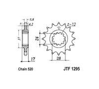 Rueda dentada para cadena JTF1295,15 JT SPROCKETS