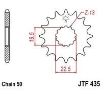 JT Piñones jtf435.15 Frontal de Acero piñón 15T