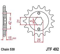 JT Piñones jtf492.15 Frontal de Acero piñón 15T