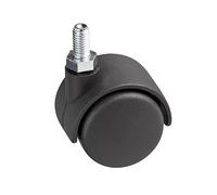 Rueda doble Meister con tornillo, de plástico, superficie dura, rodamiento liso, para transporte, muebles o contenedores, adecuada para parquet, 800140