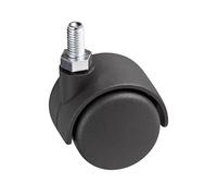Rueda doble Meister con tornillo, de plástico, superficie dura, rodamiento liso, para transporte, muebles o contenedores, adecuada para parquet, 800150