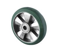 Rueda elástica de PU verde rodamiento doble de bolas, a partir de 2 unid.