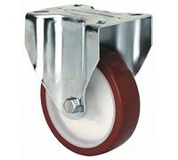 Rueda Fija Alta Carga, RUEDAS ALEX - ZV POL, Fijación de Placa, Aro de Poliuretano inyectado, Ø 125 mm