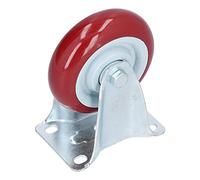 Rueda fija de poliuretano roja para aplicaciones industriales - Rueda de orientación rígida de alta resistencia con soporte de acero inoxidable 304 - Adecuada para carros y equipos