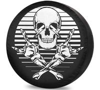 Rueda Funda Calavera Rock N Roll Bolsas para Neumáticos Auto Car Tire Cover Weatherproof Neumático Repuesto Cubierta para Remolque Todoterreno 14 Inch