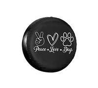 Rueda Funda Paz Amor Perros Patas De Perros Cubierta De Llanta De Refacción Weatherproof Neumático Repuesto Cubierta Auto Bolsas para Neumáticos para Todoterreno Caravana 14 Inch