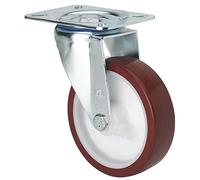 Rueda Giratoria Alta Carga, RUEDAS ALEX - ZV POL, Fijación de Placa, Aro de Poliuretano inyectado, Ø 80 mm