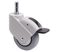 Rueda Giratoria con Freno para Colectividades, RUEDAS ALEX - HP PGI, Fijación de Espiga lisa, Aro de Poliamix y goma, Ø 80 mm