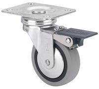 Rueda Giratoria con Freno para Mobiliario Auxiliar, RUEDAS ALEX, B PGI, Fijación de Placa, Aro de Goma, Ø 50 mm