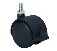 Rueda Giratoria con Freno para Silla de Oficina, RUEDAS ALEX, DK Negro, Fijación de Espiga Roscada, Poliamida, Ø 40 mm