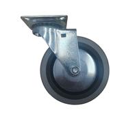 Rueda giratoria de 4 pulgadas con ruedas de caucho termoplástico de 100 mm en placa gris