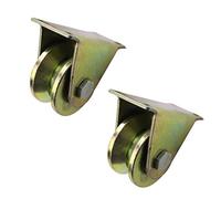 Rueda giratoria de acero con 2 ranuras en V, ruedas rígidas alta resistencia, rueda direccional tubo redondo polea, cojinete doble(32mm/1.25in)