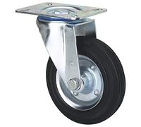 Rueda Giratoria de Alta Carga, RUEDAS ALEX, ZV BS, Fijación de Placa, Aro de Goma negra, Ø 125 mm