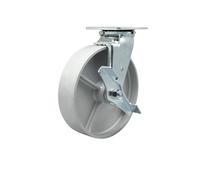 Rueda giratoria de hierro fundido semi-acero, de alta resistencia, con placa superior, rueda de 8 pulgadas y freno de bloqueo superior - Capacida