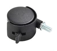 Rueda giratoria de plástico para sillas de oficina, 40 x 30 mm, doble rodillo con rosca M8, capacidad de carga de 50 kg, rodamiento silencioso, color negro - pack