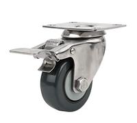 Rueda giratoria de polipropileno con freno universal de 2,5 pulgadas con soporte de acero inoxidable 304 Rodamiento silencioso de alta resistencia para ruedas de paletas