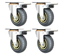 Rueda giratoria de Poliuretano Resistente Que no Deja Marcas, con Freno, Rueda de Repuesto con Cubierta Antipolvo, rotación Flexible de 360 Grados, Ruedas giratorias neumáticas con Doble Rod