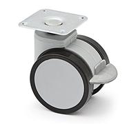 RUEDA GIRATORIA DUNCAN Ø50 H64 PLÁSTICO GRIS CON FRENO