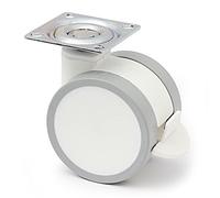 RUEDA GIRATORIA DUNCAN Ø75 H96 PLÁSTICO BLANCO CON FRENO