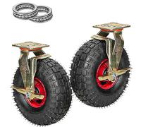 Rueda Giratoria Industrial de Goma Resistente con Placa Superior Giratoria Y Absorción de Impactos para Exteriores, Antipinchazos, para Carrito Cartsch/Brakes/200Mm/8In
