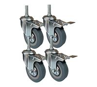 Rueda Giratoria Industrial Resistente Ruedas giratorias para oficina, 4 ruedas de 75/100 mm, resistentes, para muebles, con rosca M10/M12, capacidad industrial de 204 kg, para carros y carri