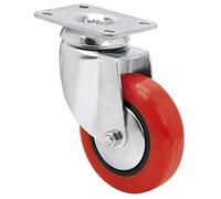 Rueda Giratoria para Colectividades, RUEDAS ALEX - BH PPI, Fijación de Placa, Aro de Poliuretano inyectado, Ø 100 mm