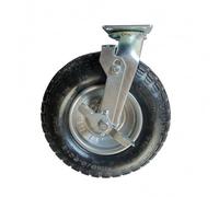 Rueda giratoria Relaxdays con Freno, neumática 3.00-4, Carga hasta 120 kg, Placa para atornillar, Negro/Plata