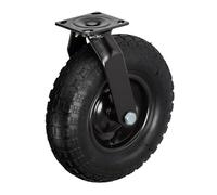 Rueda giratoria Relaxdays, neumática 3.00-4, para Cargas Pesadas, Placa para atornillar, hasta 120 kg, Negra