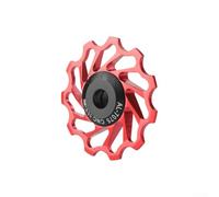 Rueda guía de aleación de aluminio con perfil de dientes profundos adecuada para bicicletas de carretera, reducción del desgaste de la cadena y compromiso fiable durante el ciclismo (11T rojo)