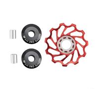 Rueda guía de bicicleta de aleación de aluminio de alta resistencia con sistema de lubricación mejorado y diseño de dientes profundos para un rendimiento de cambio estable (11T rojo)