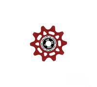 Rueda guía de bicicleta para montaje de desviador en bicicletas de montaña y carretera, material de aleación de aluminio, 10T, 12T, 14T, 16T, diseño optimizado de patrón de dientes (10T-rojo)